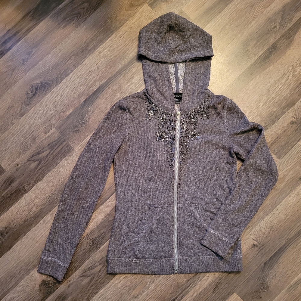 Wet Seal Zip Front Hoodie w/Embellishments Sz S